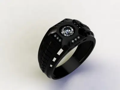 man ring cross black 3D print model