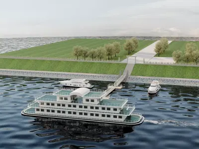 Luxury Cruise Ship and Yacht Marina Pier 68 3D model