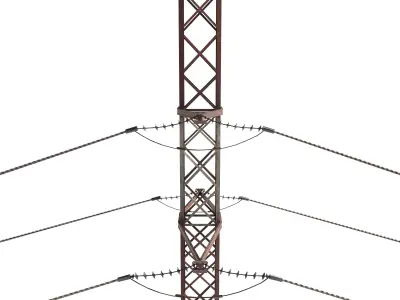 Electricity Pole 29 Weathered Low-poly 3D model