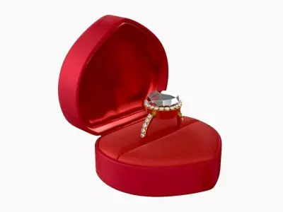 wedding ring in a box heart type 3D model