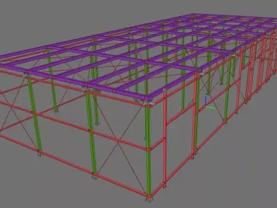 Steel Hall Structure OBJ IFC 3D Model 3D model