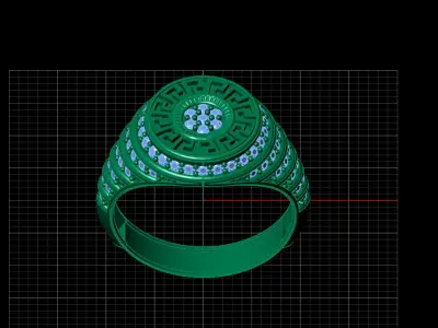 Print Ready STL 3DM  Gents Rings Diamond Men Ring  3D print model 210