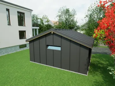 sheet metal wooden carpotr with walls 5x6 m for render and game 3D model