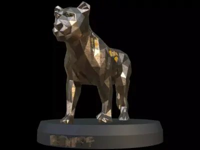 Steampunk Lioness Pose Low-poly 3D model