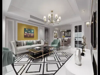 Luxury living room interior 3D model