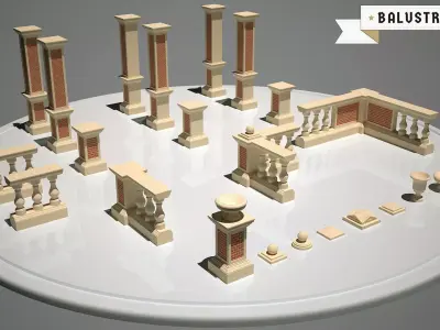 Classic Balustrade Generator Low-poly 3D model