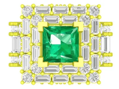 Luxury Square Halo Gemstone Ring for Men Jewelry 3D Model 4327 3D print model