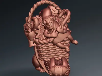 3D printed Funny Christmas elf with bunny and gifts 3D print model