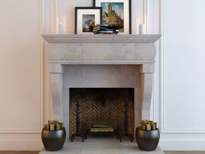 Fireplace with decor 3D model