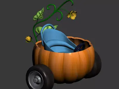 pumpkin car cartoon 3D model Low-poly 3D model