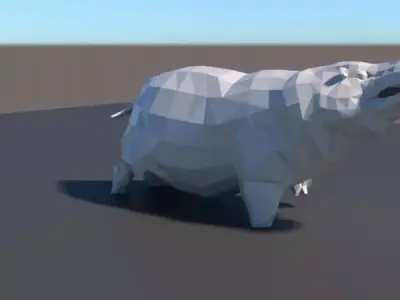 lowpoly hipopotamus polygonal pig 3D model