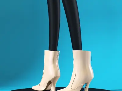 Fendi White Ankle Boots 3D model