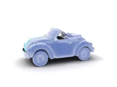 Turquoise Vintage Convertible model pack Low-poly 3D model