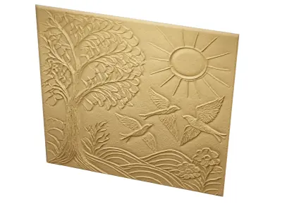 3D Wall Panel mural decor set relief stl 08  3D model