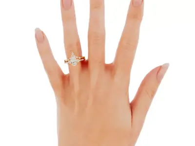 Oval Solitaire With Cluster Accent and jacket set 3DM 3D print model