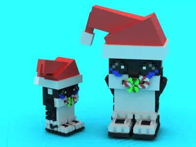 Santa Pixel Penguin 3D Printable Model 3D print model