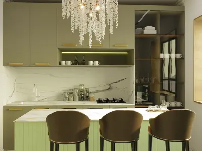 kitchen interior Low-poly 3D model