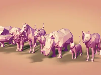Low Poly Animals Collection Low-poly 3D model