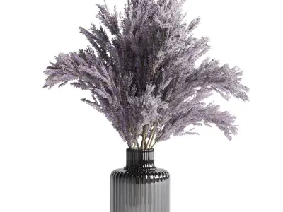 bouquet dry lavender vase glass Low-poly 3D model
