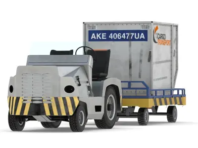 Airport Tug Clark CT30 Carrying Passengers Luggage 3D model