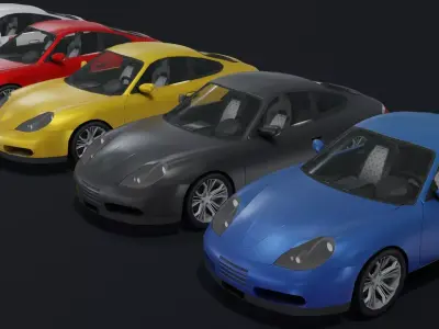 Generic Coupe Car With Interior Lowpoly 3D Model Low-poly 3D model