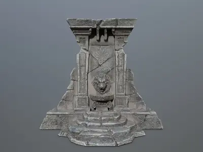 Lion fountain Low-poly 3D model