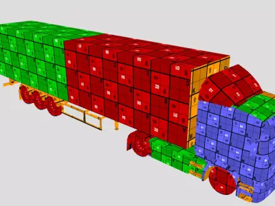 Trailer Truck TNT livery Low-poly 3D model