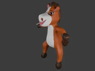 Cartoon Low Poly Horse 3D Model - Stylized and Game Ready Low-poly 3D model