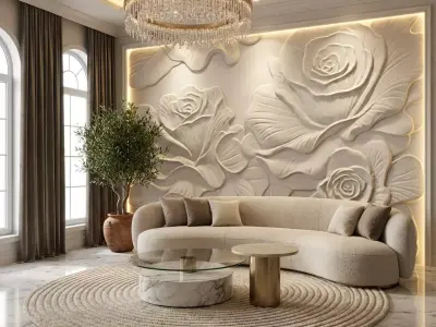modern panel wall decor set relief stl mural CNC 174 3D model