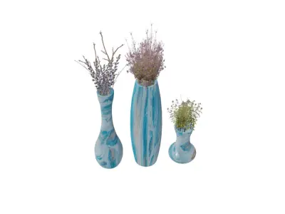 Low Poly Flower vase set for interiors Low-poly 3D model