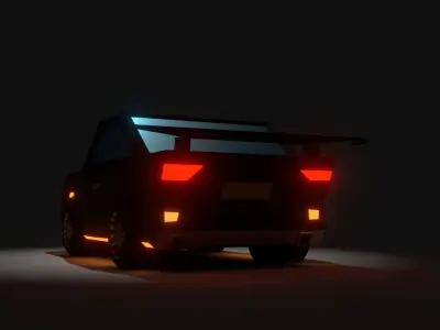 Low Poly Street Car Rig Low-poly 3D model