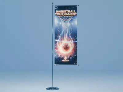 3D Banner Stand Low-poly 3D model