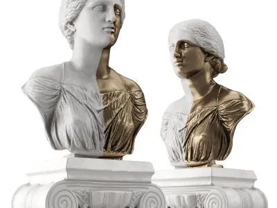 Golden half woman bust 3D model