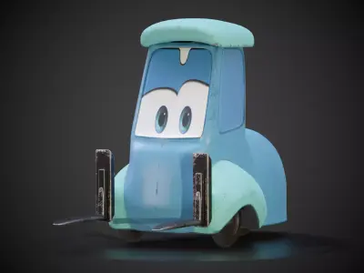 Stylized Cartoon Forklift Character Low-poly 3D model