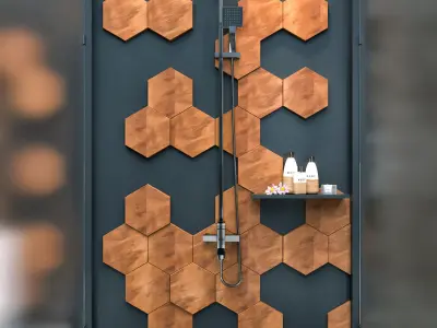 Bathroom with bathtub and shower Free 3D model