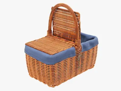 Picnic wicker basket empty  3D model