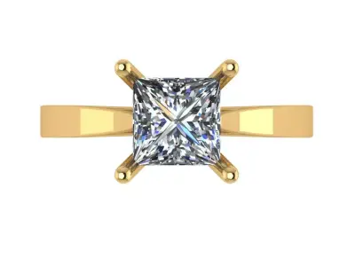 princess solitaire cathedral ring  3D print model