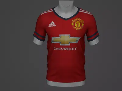 manchester United Football Jersey T-Shirt - Soccer Kit Low-poly 3D model purchase
