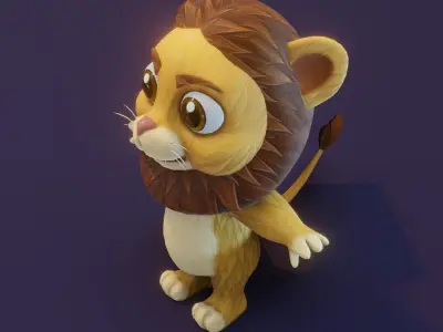 Cartoon Animated Lion and Tiger 3D Model Collection Low-poly 3D model