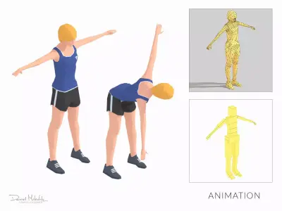 Twist Slope  Exercise Woman Animation Low-poly 3D model