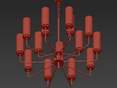 Hudson modern chandelier with glass shades 3D model