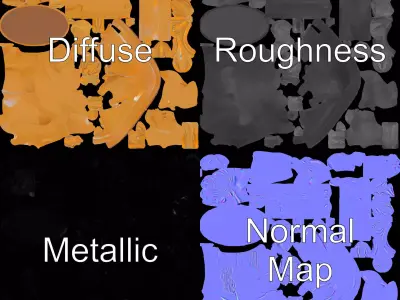 Golden Athlete Statue with Laurel model pack Low-poly 3D model