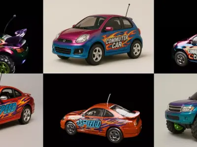 Controled Car bundle 5 pack 100 glb 3D model