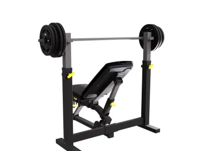 Bench press training equipment Low-poly 3D model