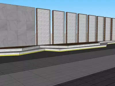 Modern boundary wall design 3D model