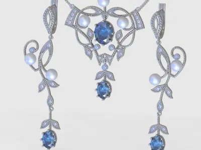 Earring and Pendant Set 3D printable model 0088 3D Model Pack