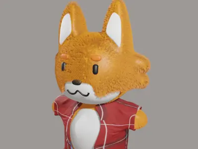 Fox with clothes Low-poly 3D model