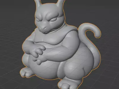 Chubby Mewtwo  The Legendary Psychic Pokemon 3D print model