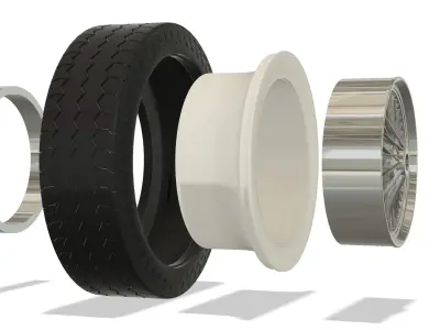 Wire spoke wheel with white wall tire 3D print model
