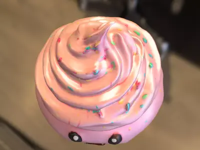 Kawaii Cupcake Character Low-poly 3D model